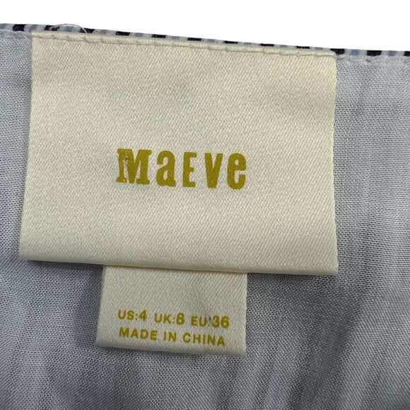 Maeve Darcy Striped Bib Front Pleated Skirt Maxi Dress Navy Blue White Size 4 - Picture 5 of 7